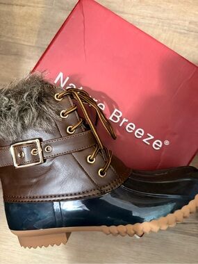 Nature Breeze Brown Faux Fur Duck Boot Brown Sz. 7.5 NWT/NIB